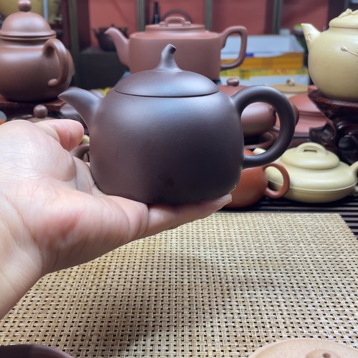 茶壶紫砂紫泥茄段半手