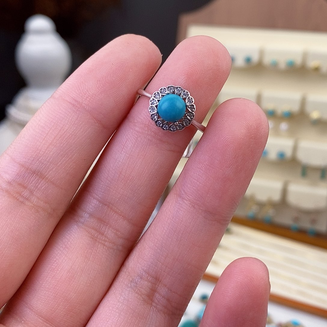 绿松石戒指银S925镶嵌