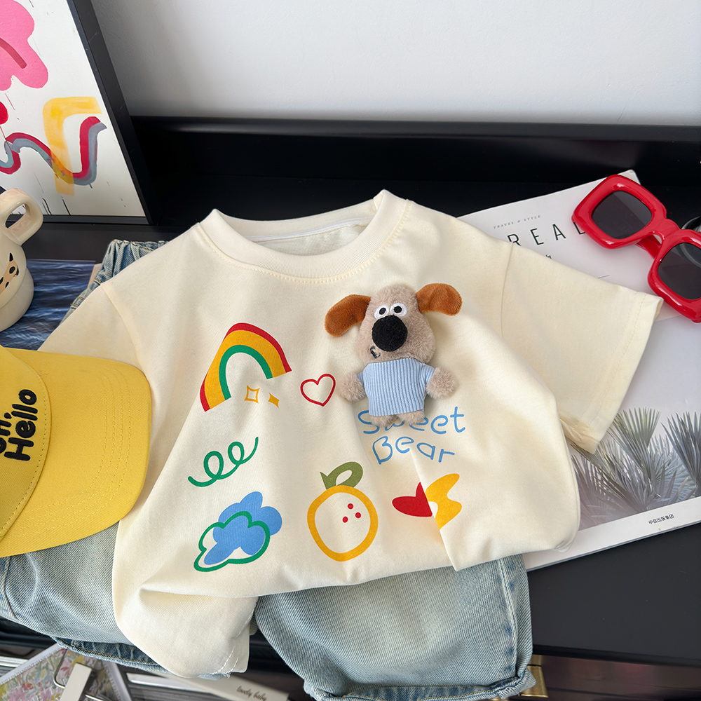 【亲子款T恤】立体玩偶韩版卡通上衣洋气打底衫儿童夏装2025新款宽