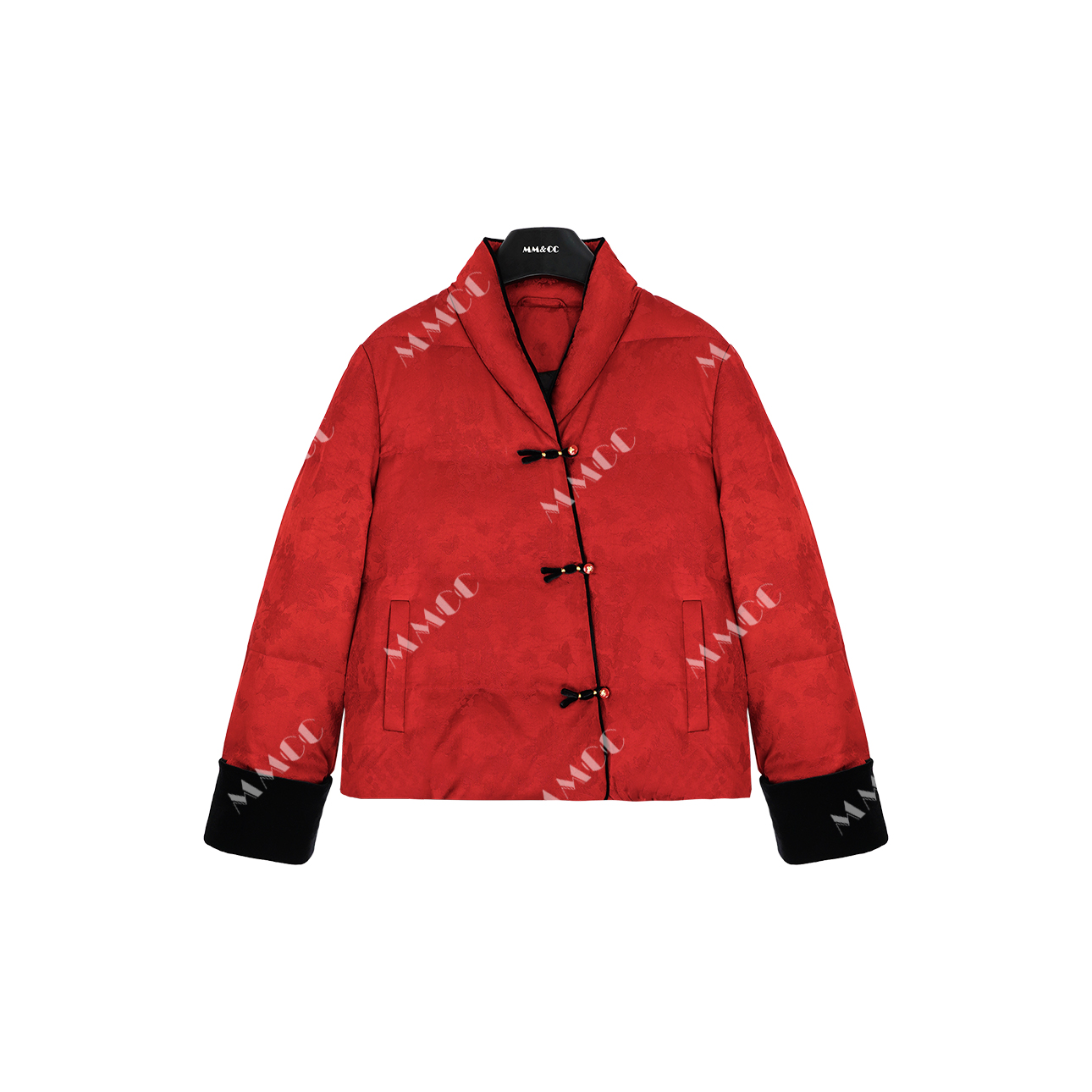 【常如意】新中式国风提花拼料三盘扣白鸭绒羽绒外套MCFYR1269