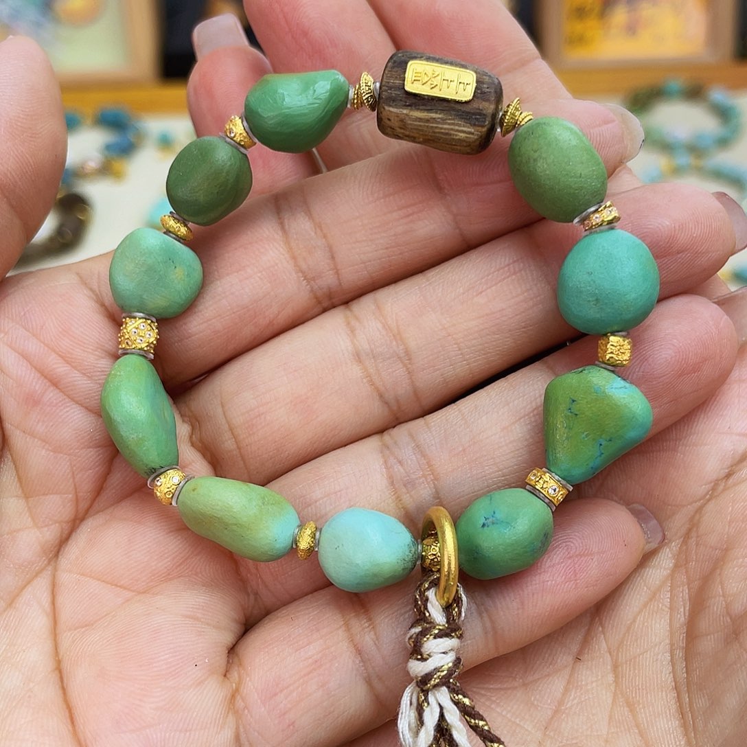 绿松石手链18K金镶嵌