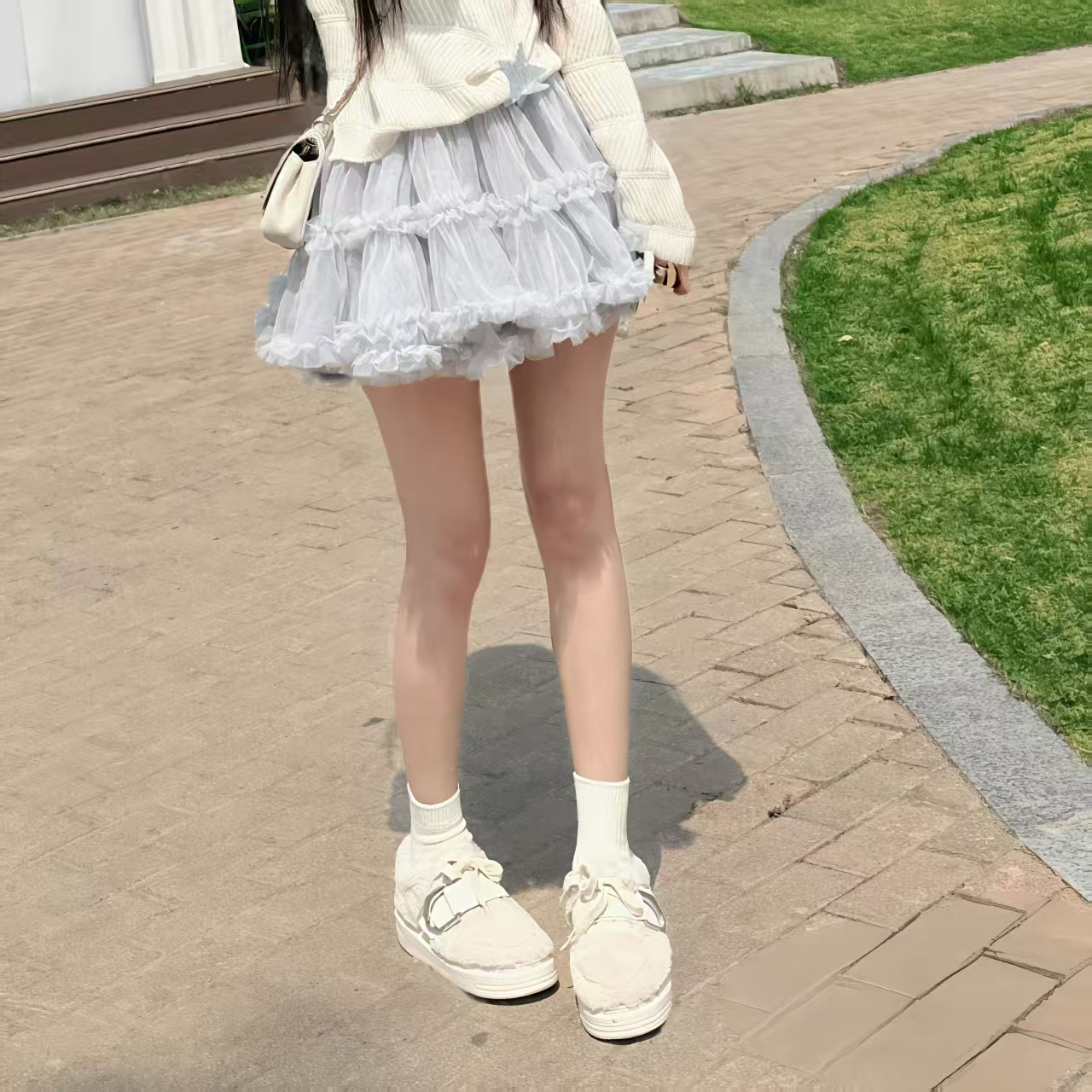 潮鞋秋冬新款圆头厚底包头毛毛鞋C-844
