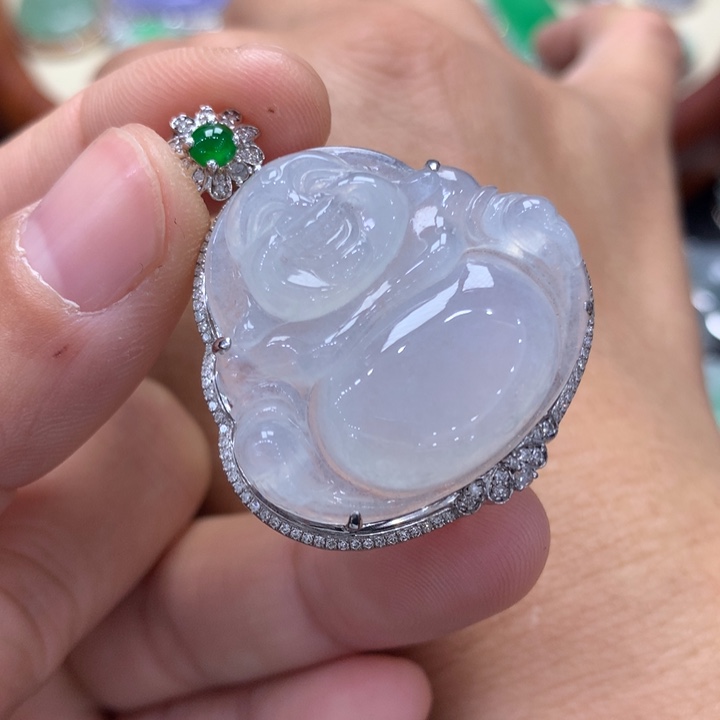 翡翠吊坠(不含链)18K金镶嵌