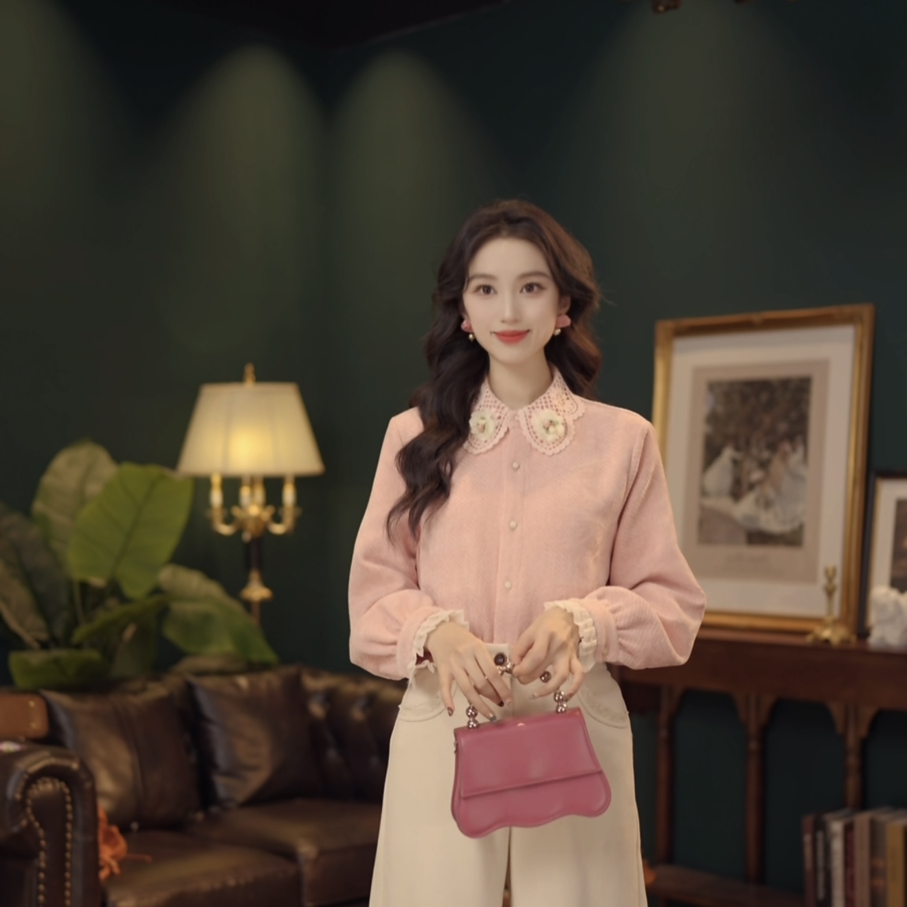 琦琦【富士花朵】复古港风秋冬厚款休闲百搭衬衫上衣YE0708510