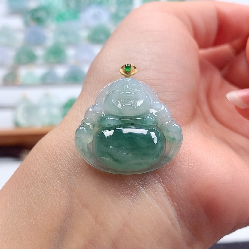 【闪购商品】翡翠吊坠(赠链)18K金镶嵌