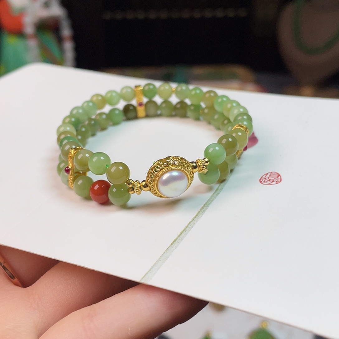 手链未镶嵌和田玉黑羊洞