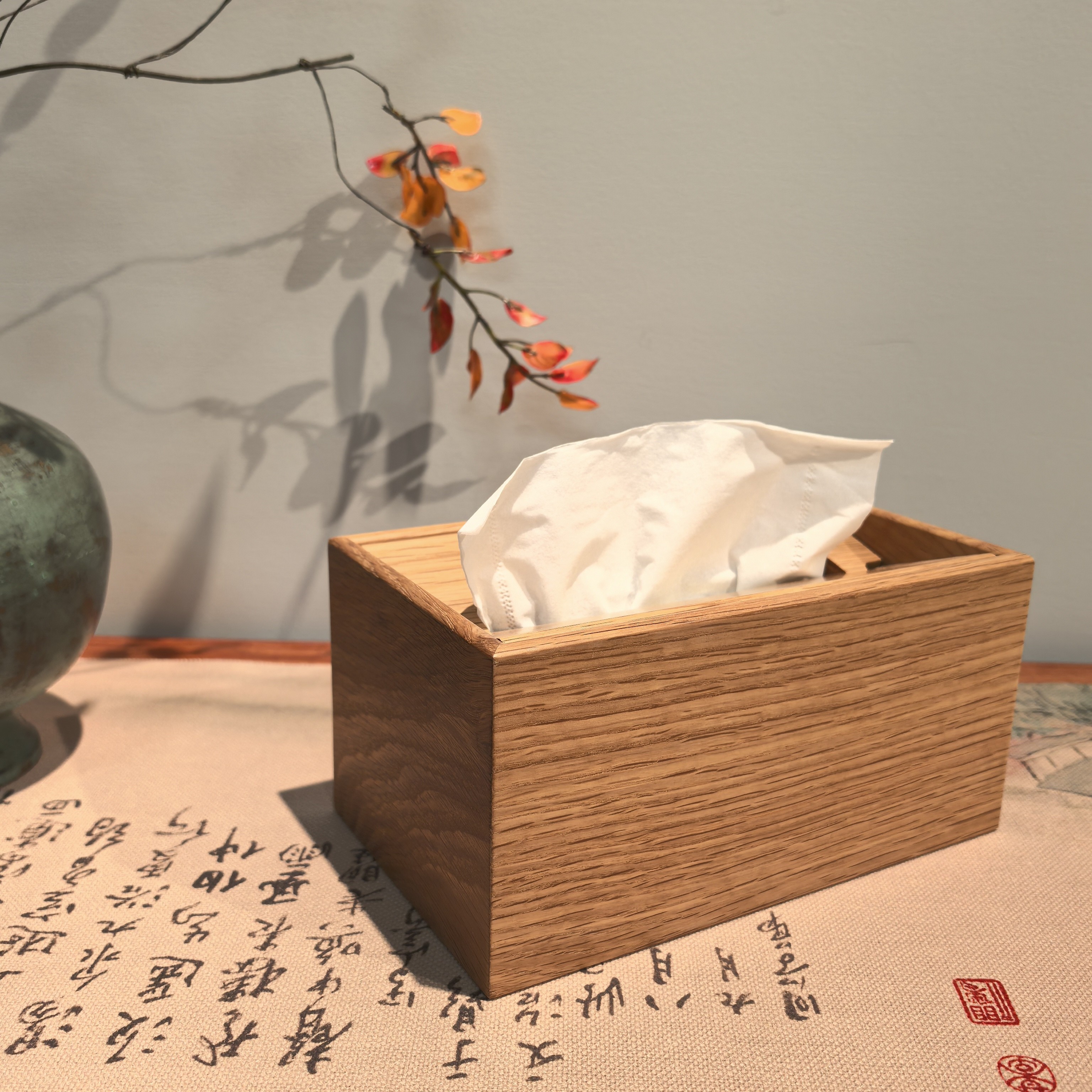 高端实木北美白橡木，黑胡桃木纸抽盒，纸巾盒
