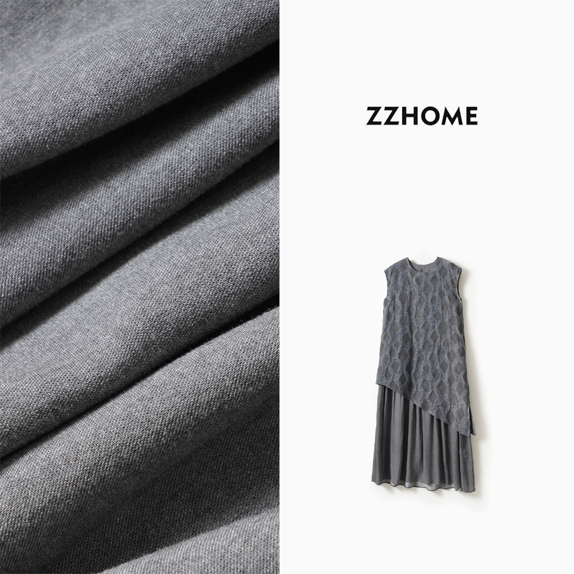 ZOZO HOME | 多元时髦丝麻拼接不对称连衣裙q174205p