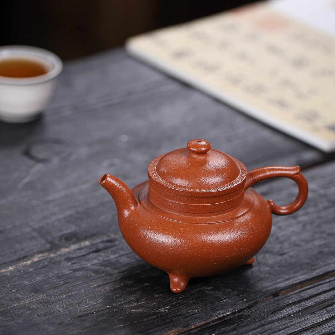 粗砂95纯红降坡泥古卣系列紫砂壶