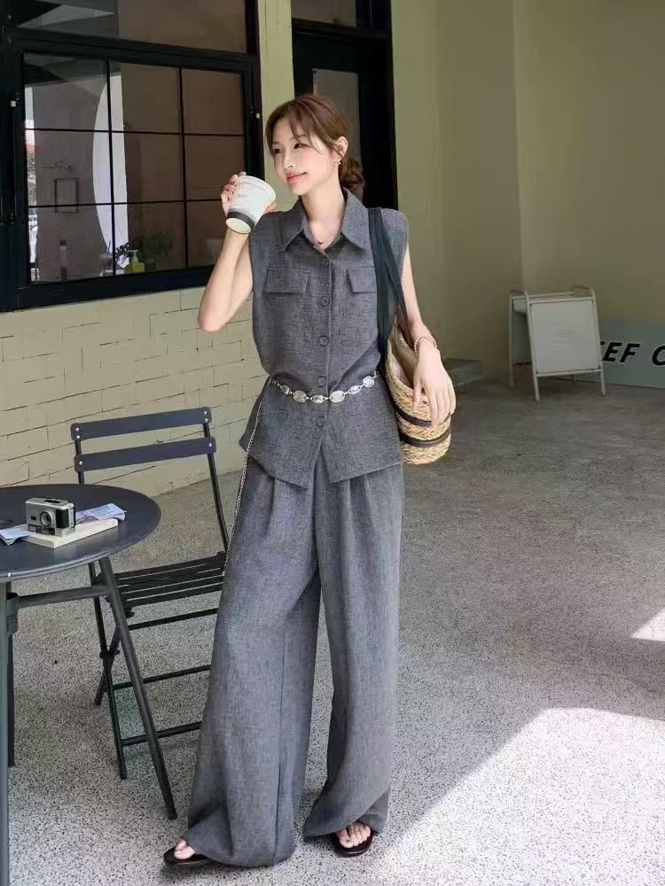 9893 【马夹+裤子】夏季女士时尚百搭套装 F80 三楼