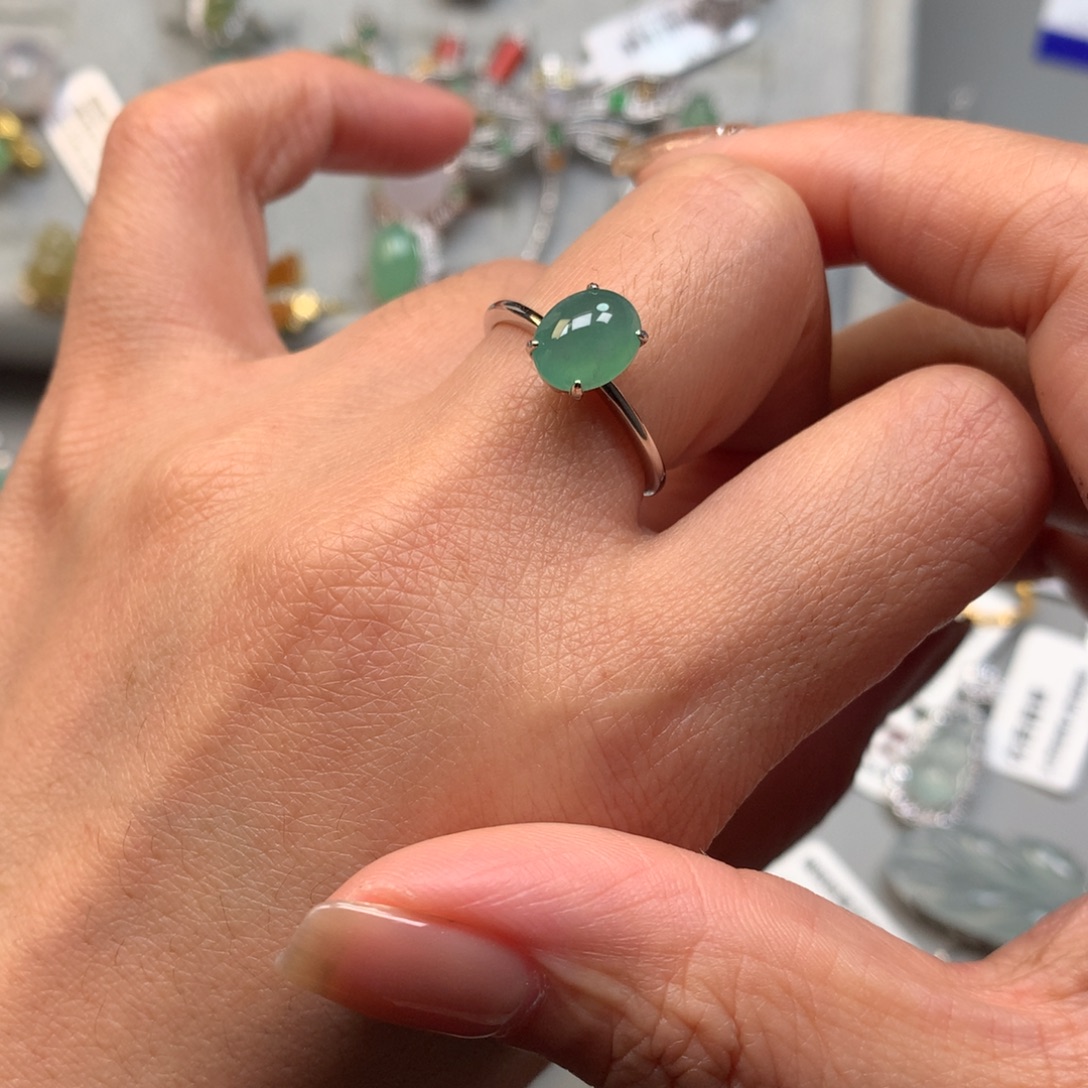 翡翠银S925镶嵌戒指戒指