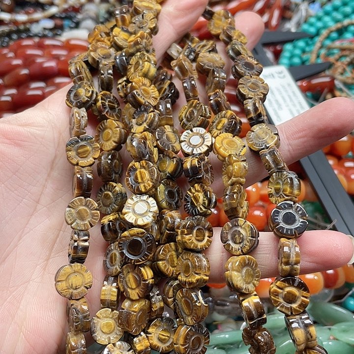 玛瑙/玉髓珠宝半成品未镶嵌一条12mm虎眼花花