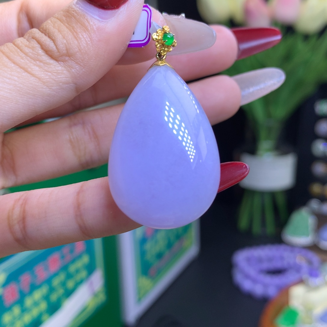 翡翠颈饰18K金镶嵌天然