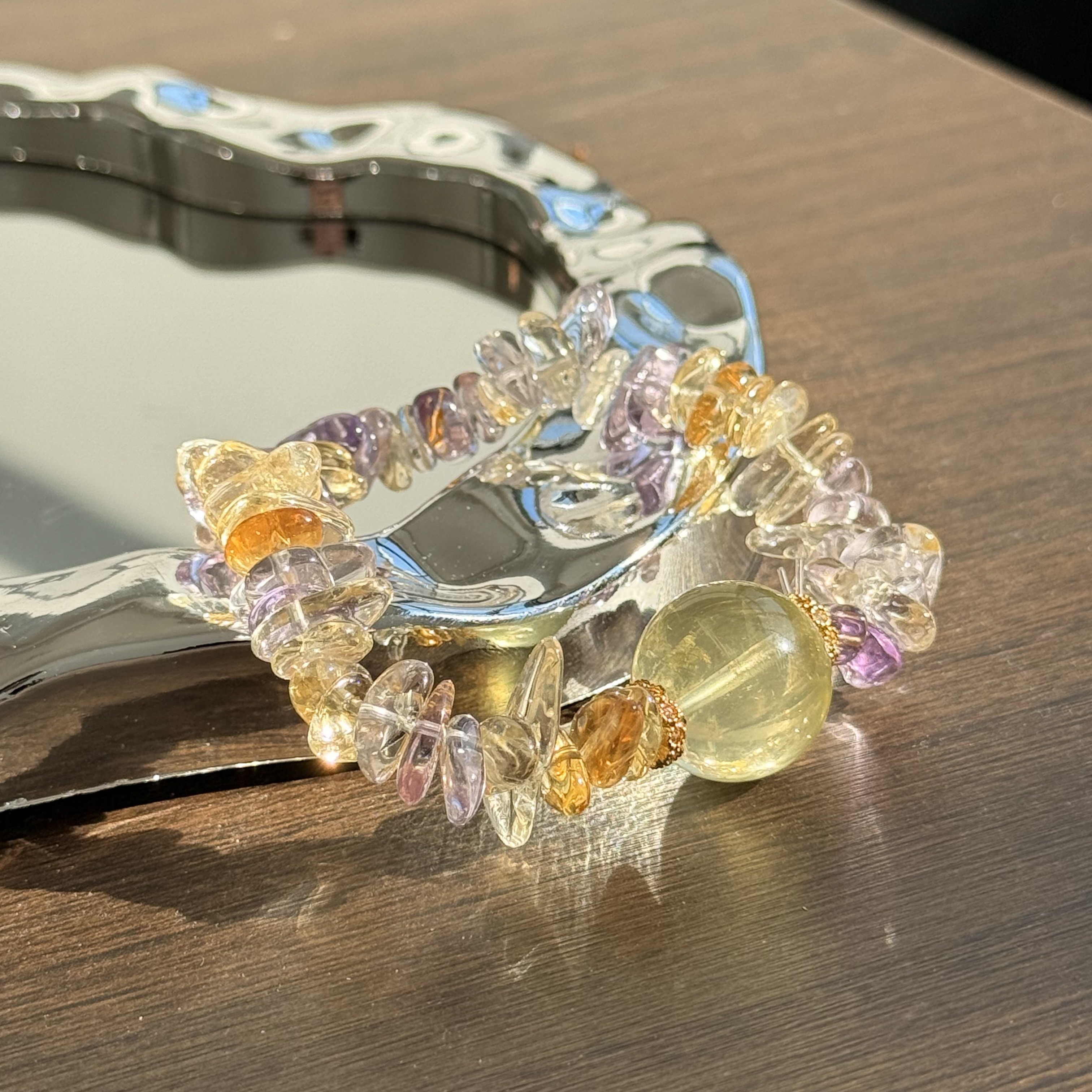 设计款紫水晶黄水晶随形配【柠檬黄水晶/乌拉圭紫水晶/虎眼石】顶珠