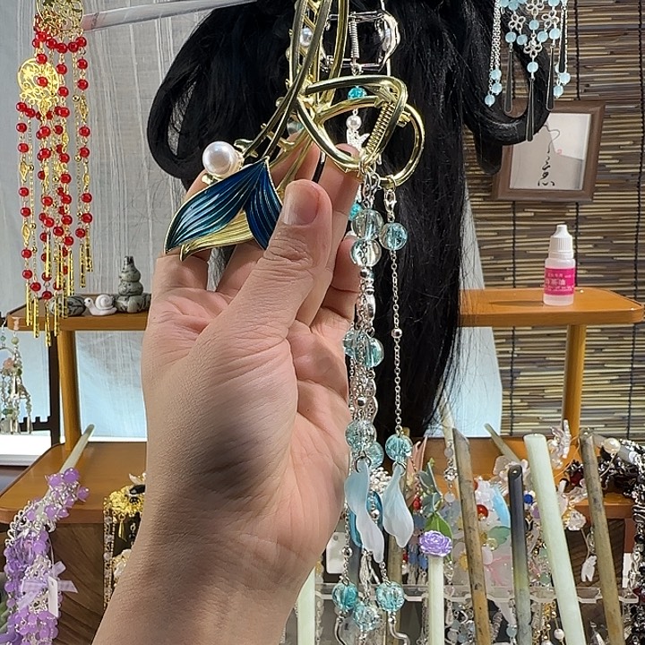 蛇纹石玉合金发饰