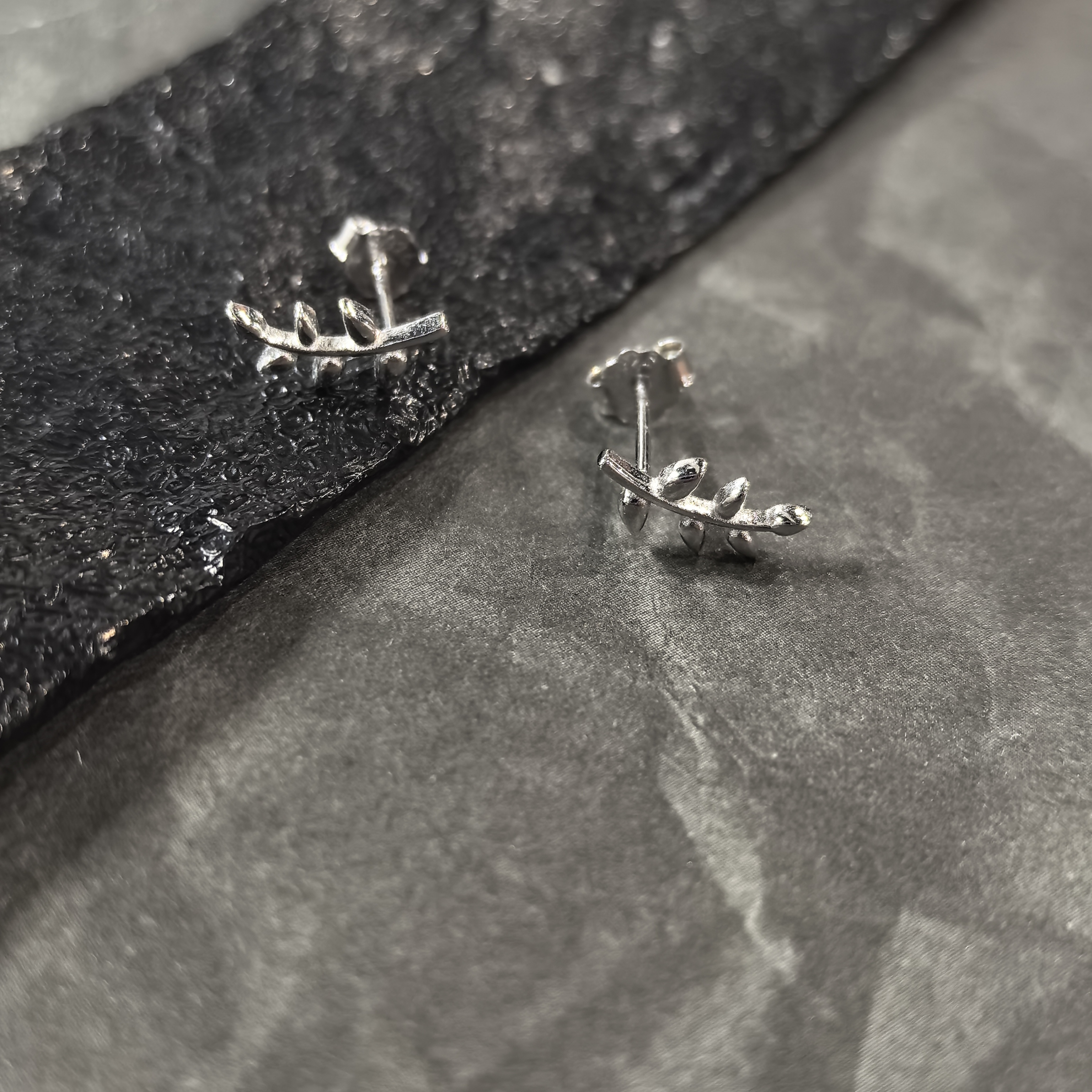 925银耳饰 甜美风耳饰百搭小众简约个性电白耳钉-小叶子耳钉1005