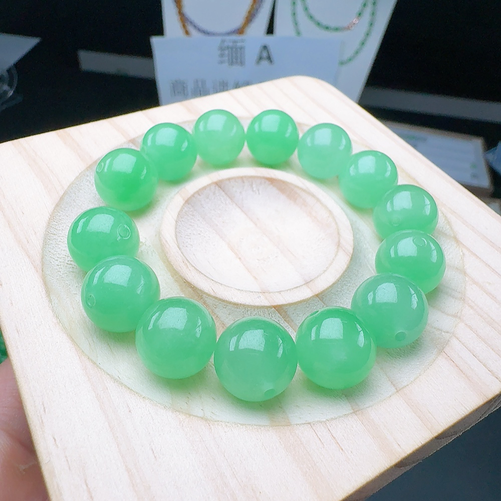 天然缅甸A货 金丝绿 散珠13mm左右 一颗专用链接