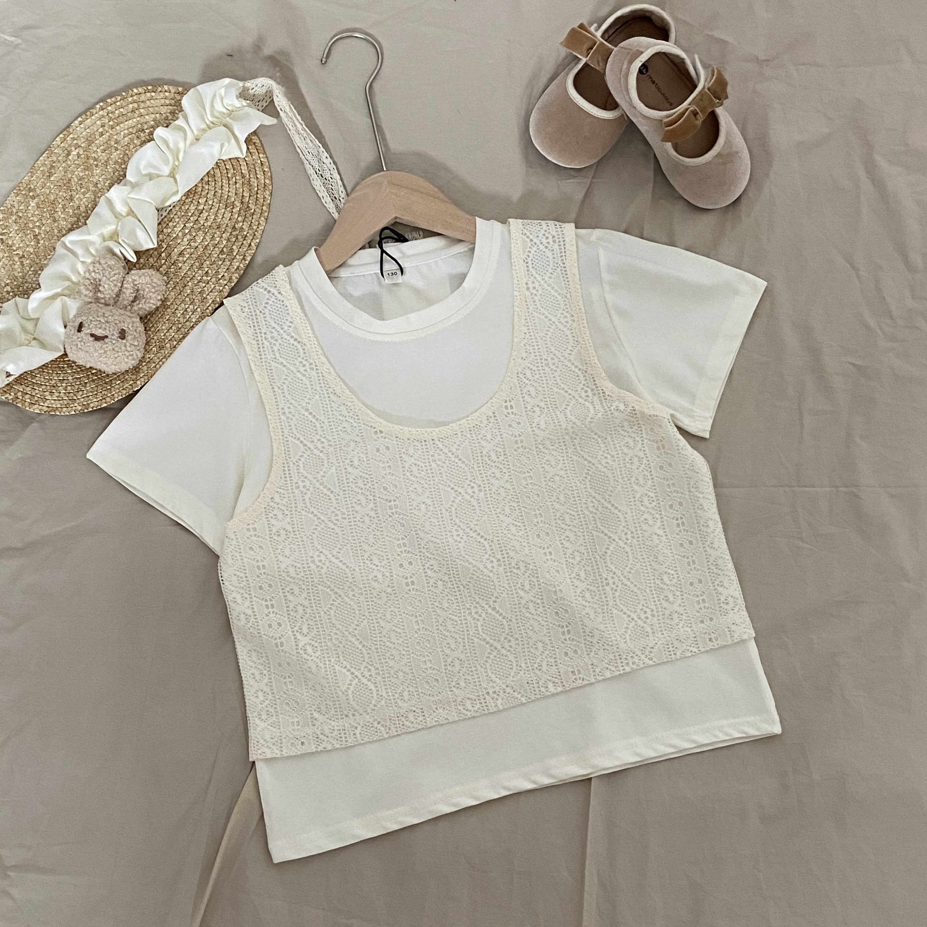 女童夏季假两件套T恤儿童短袖百搭时尚宝宝休闲洋气上衣女孩圆领