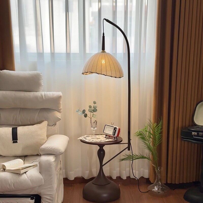 落地灯客厅沙发旁茶几氛围灯高级感卧室床头柜置物一体立式落地灯