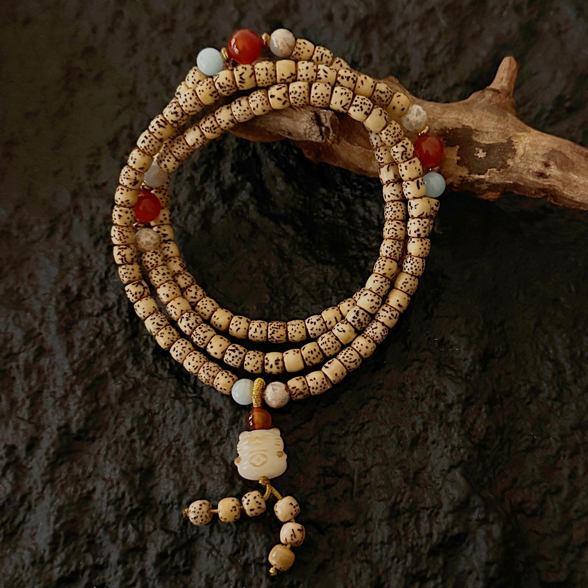 【粉丝专享】黄星月菩提男女款文玩古风念珠可盘玩老籽手串