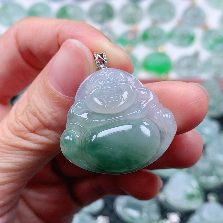 翡翠吊坠(不含链)18K金镶嵌
