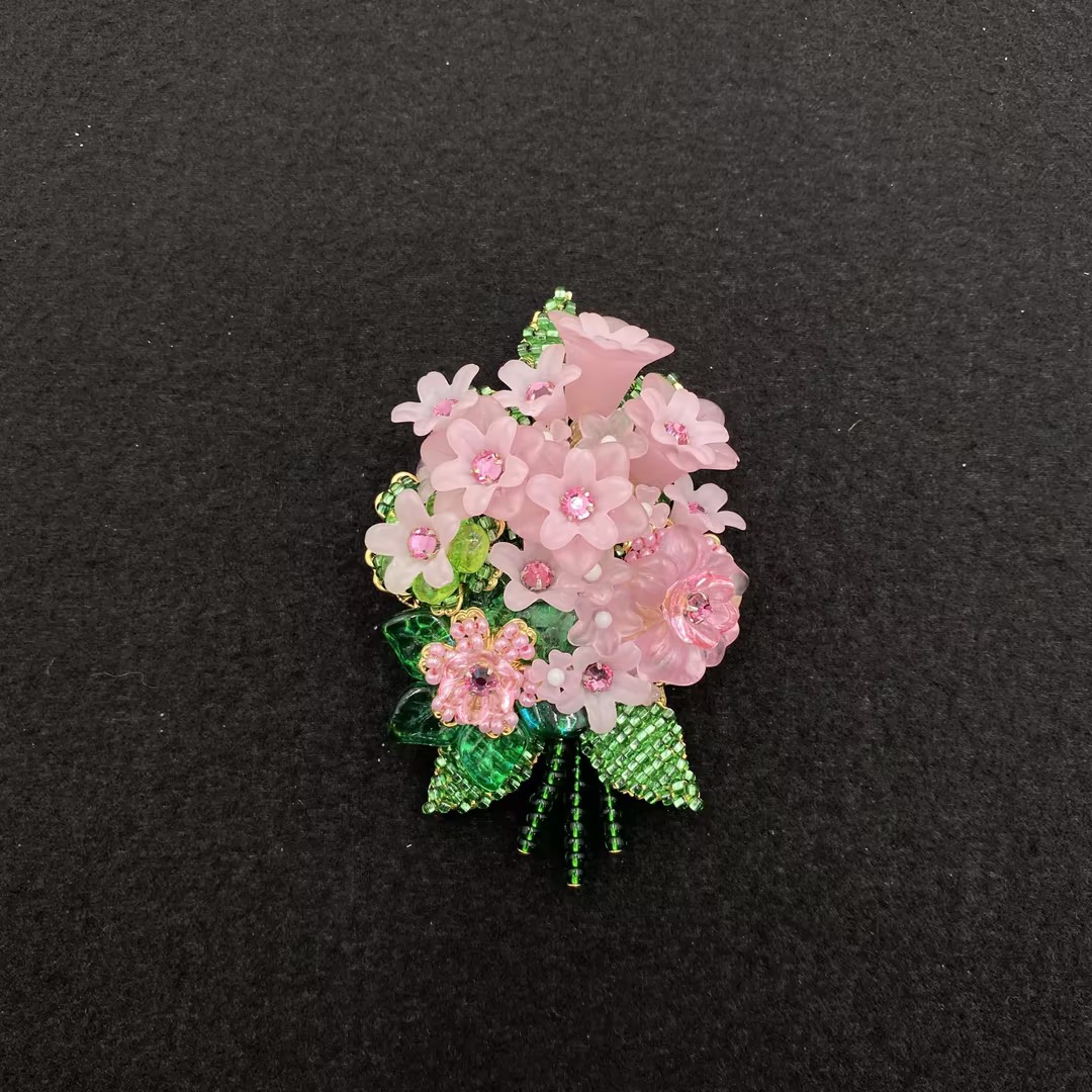 铜合金亚克力胸针 【Liz璇子中古】粉色琉璃花束胸针H32895无鉴赏期