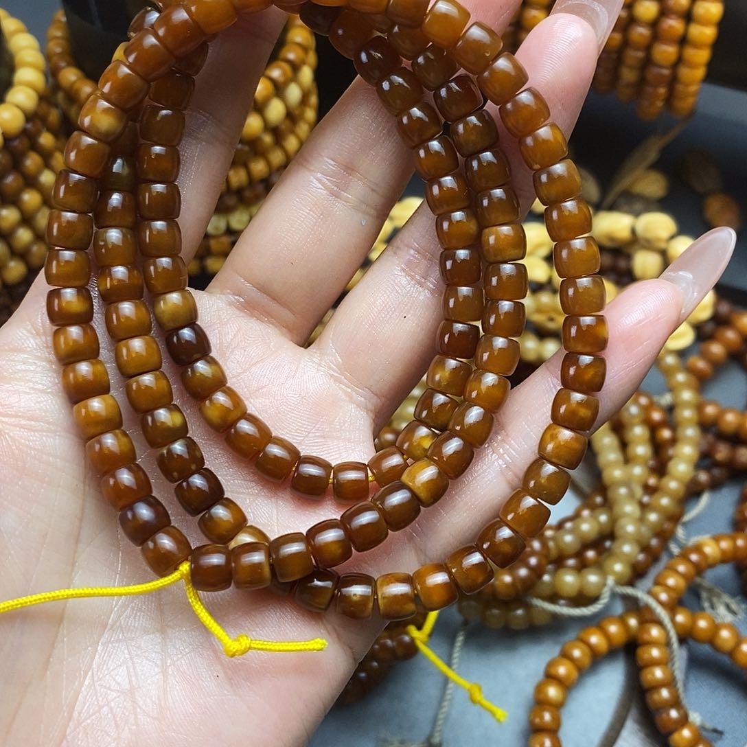 龙眼菩提手串龙脊菩提全透玉化料直切卡7 有缩尺