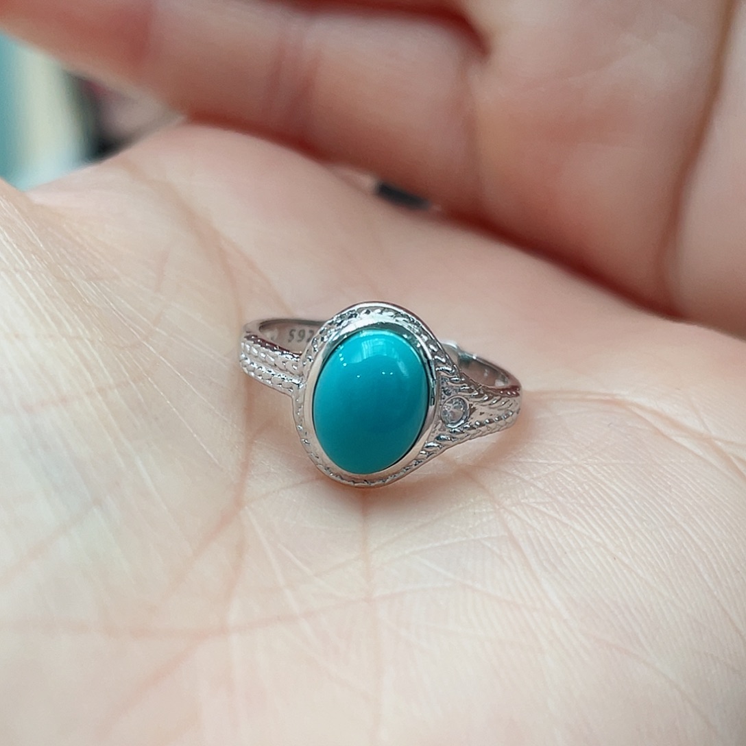 绿松石戒指银S925镶嵌