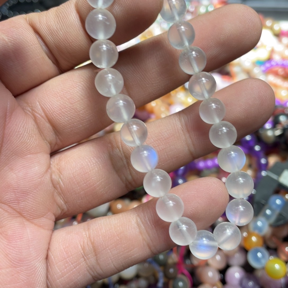 烟晶手链银S800镀金镶嵌