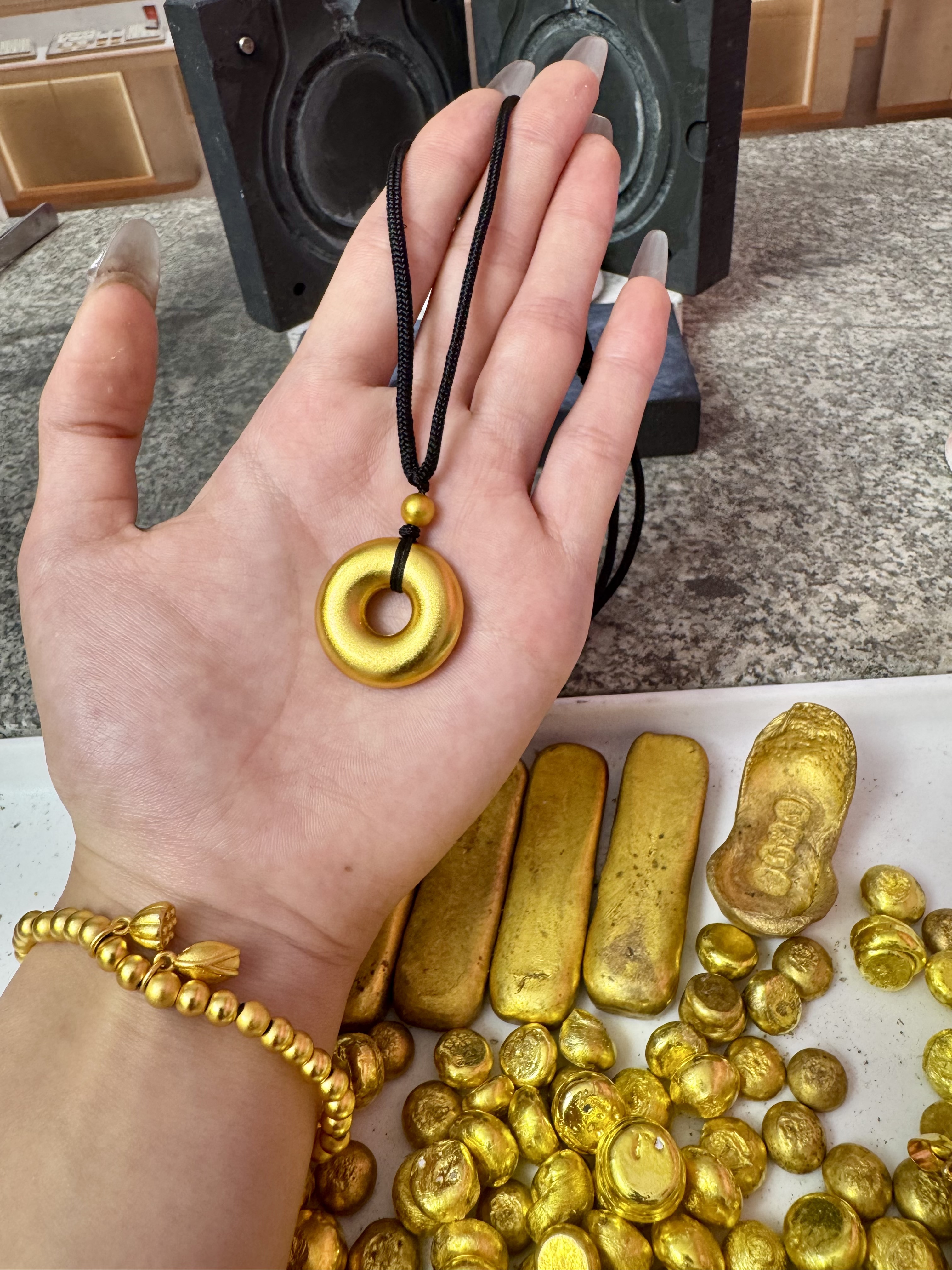 【纯手工】炉内锻打【平安扣】金色摆件