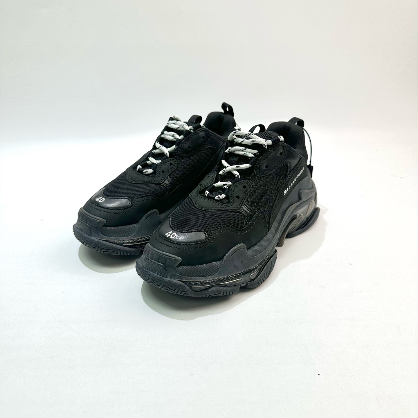 99新 Balenciaga/巴黎世家 40码 黑色Triple S老爹鞋 SY0326