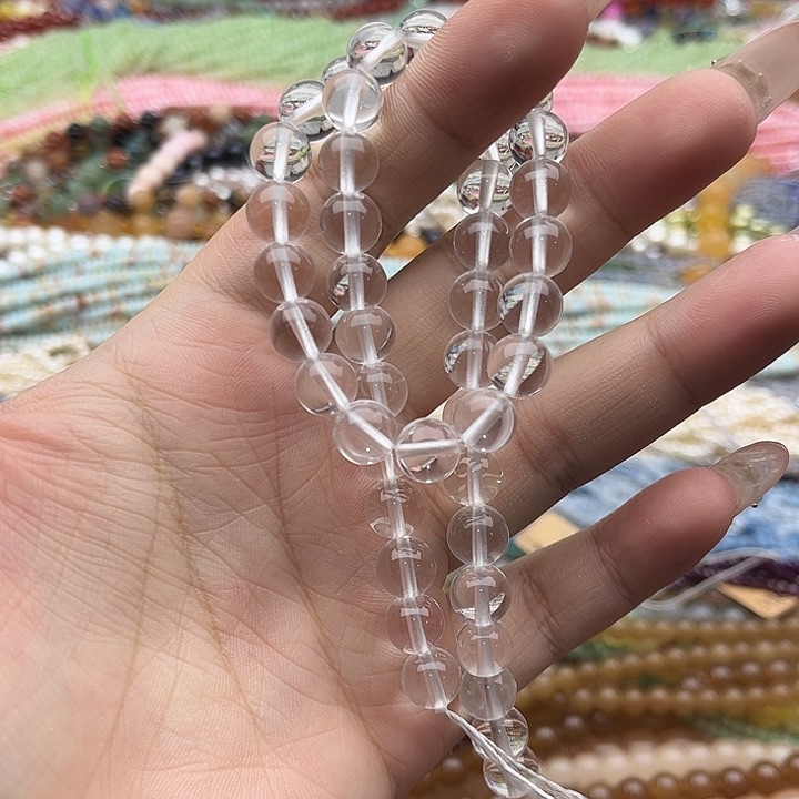 玛瑙/玉髓珠宝半成品未镶嵌一条8.5mm左右白水晶珠