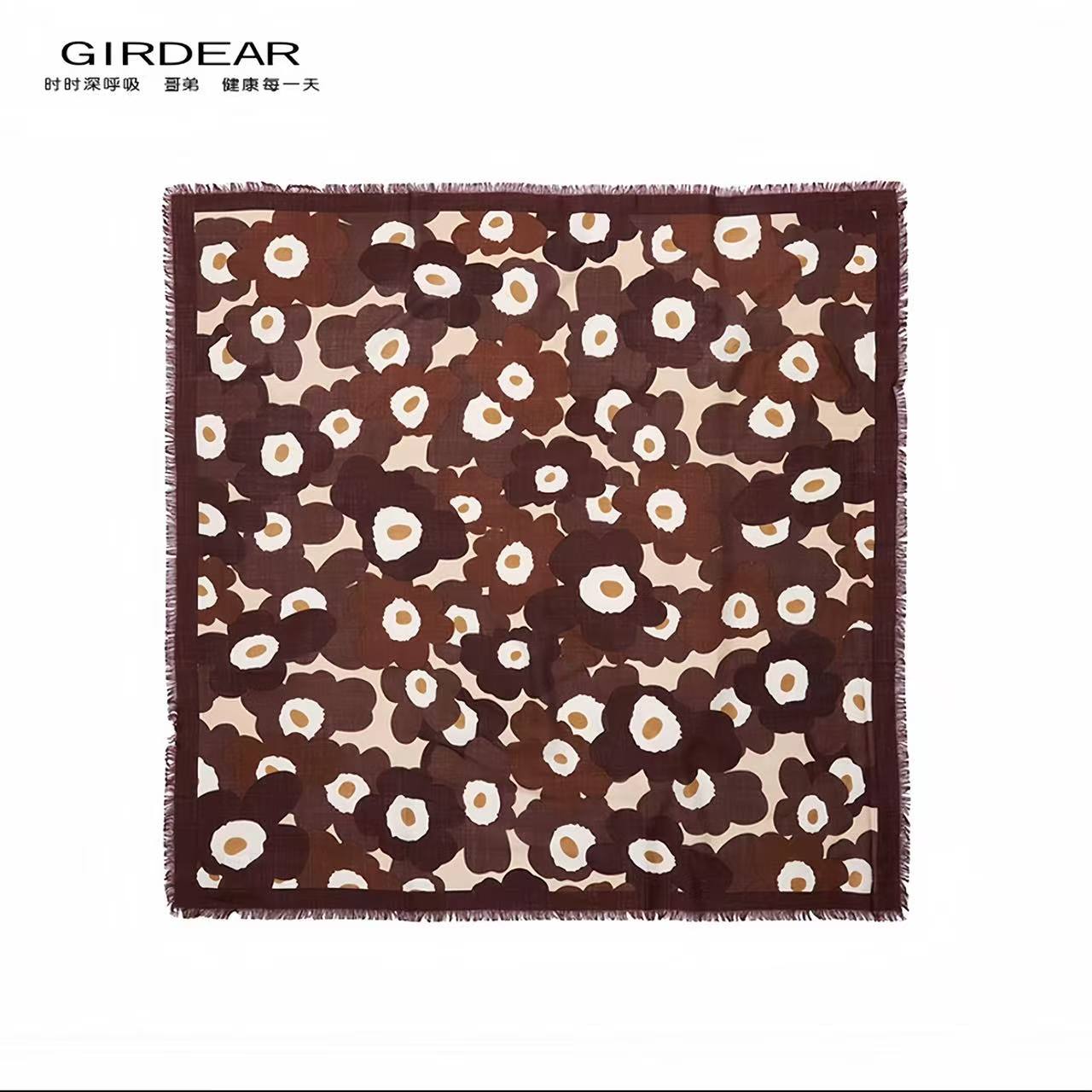 GIRDEAR/哥弟新款时尚百搭棕色通勤质感造型薄羊毛丝巾180013