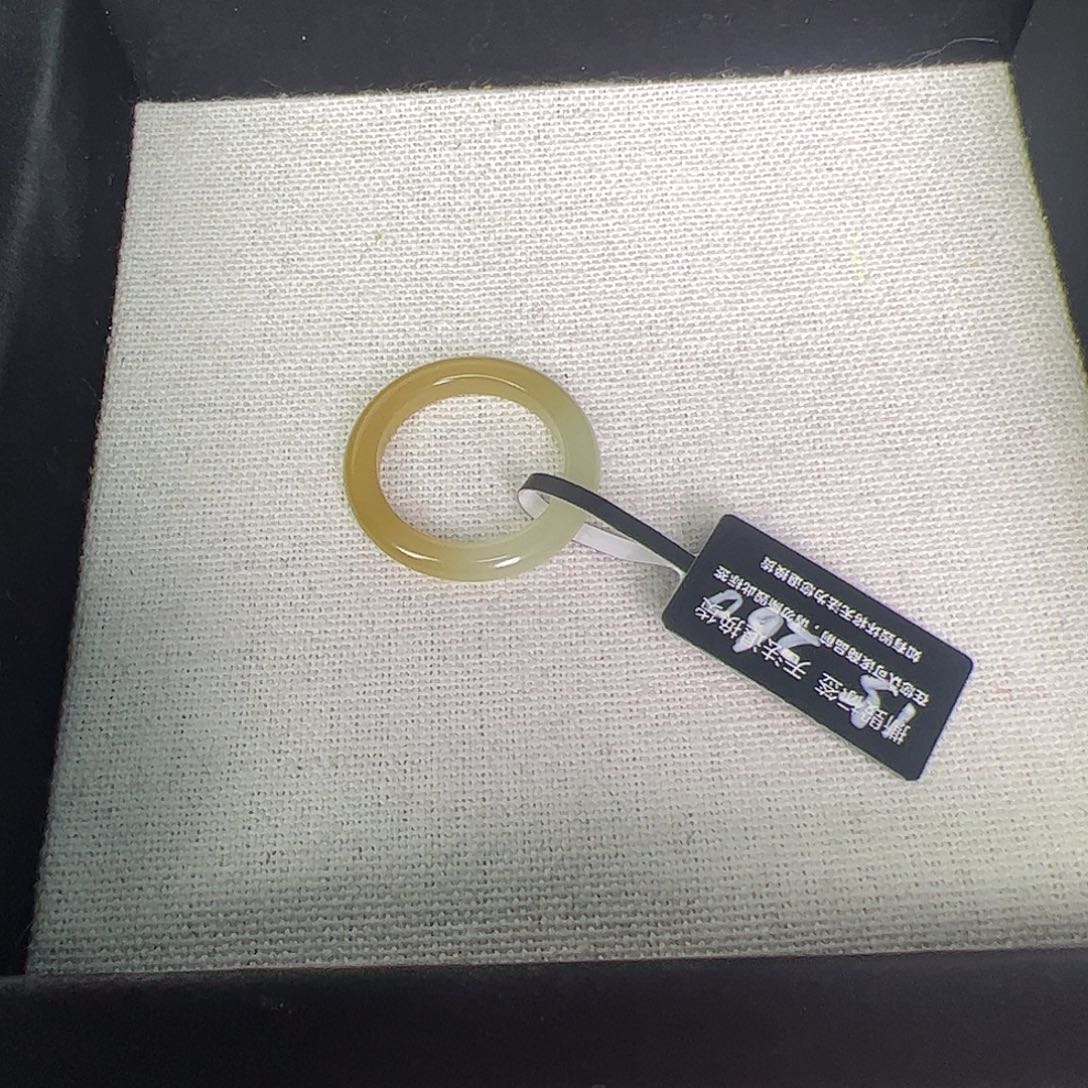 和田玉戒指未镶嵌15号半山水糖 需包容