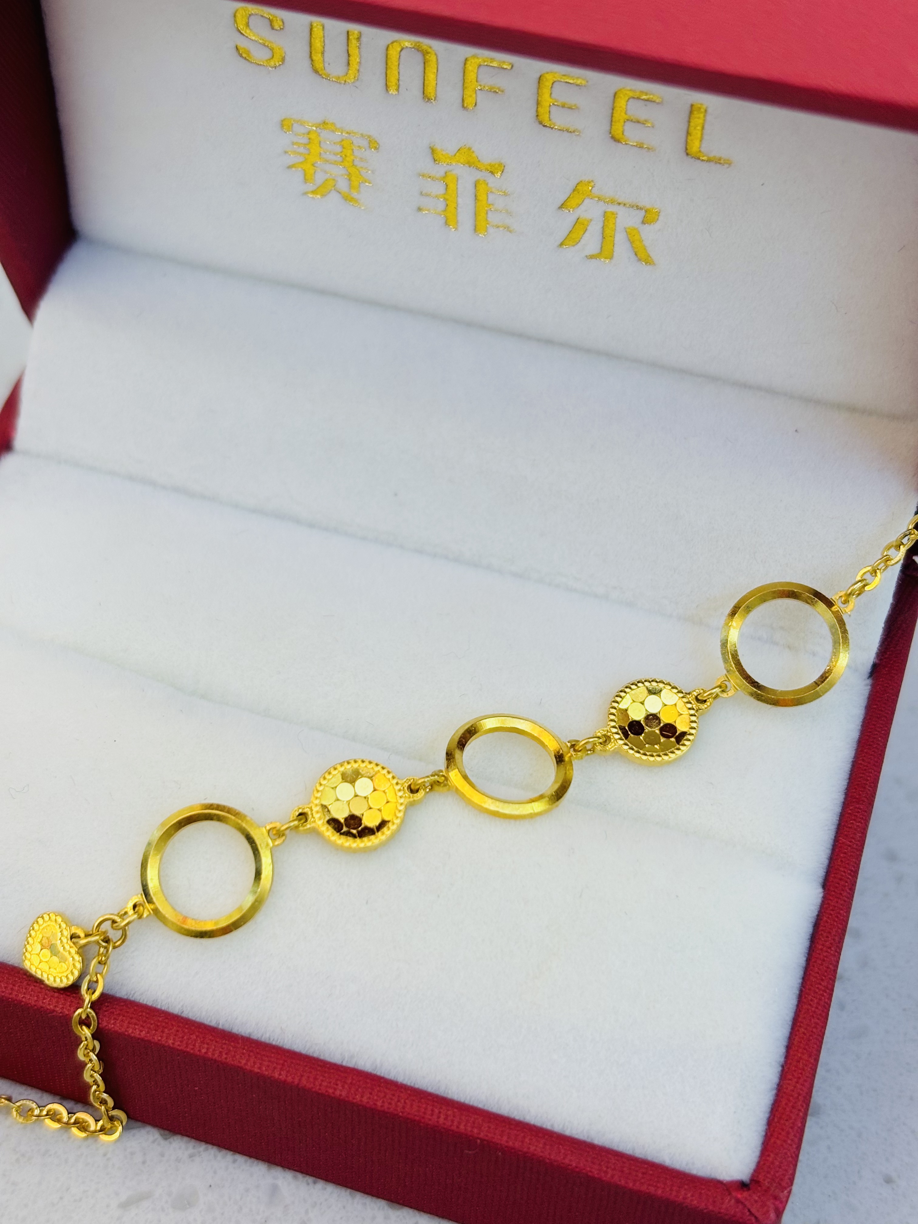 SUNFEEL/赛菲尔[一店]足金999黄金鱼鳞环手链精致大气礼物推荐