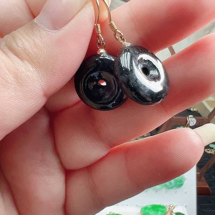 翡翠耳饰银S925镶嵌耳饰