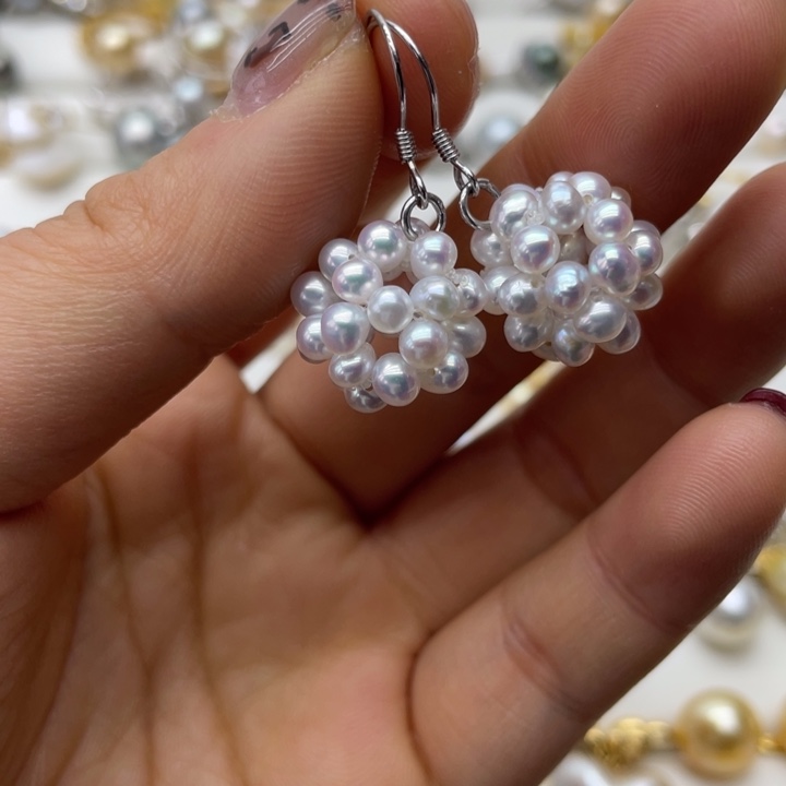 淡水珍珠耳饰银S925镶嵌