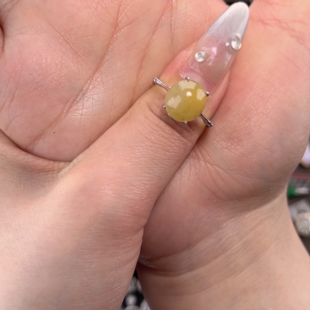 翡翠戒指银S925镶嵌666999