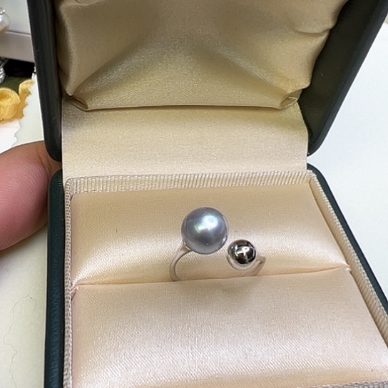 银S925镶嵌戒指海水珍珠
