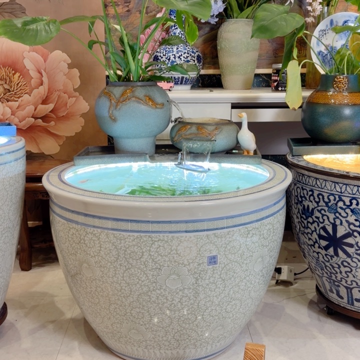 实木清*❕90*60青花描边绿苟莲+73双喜流水套餐+开缸