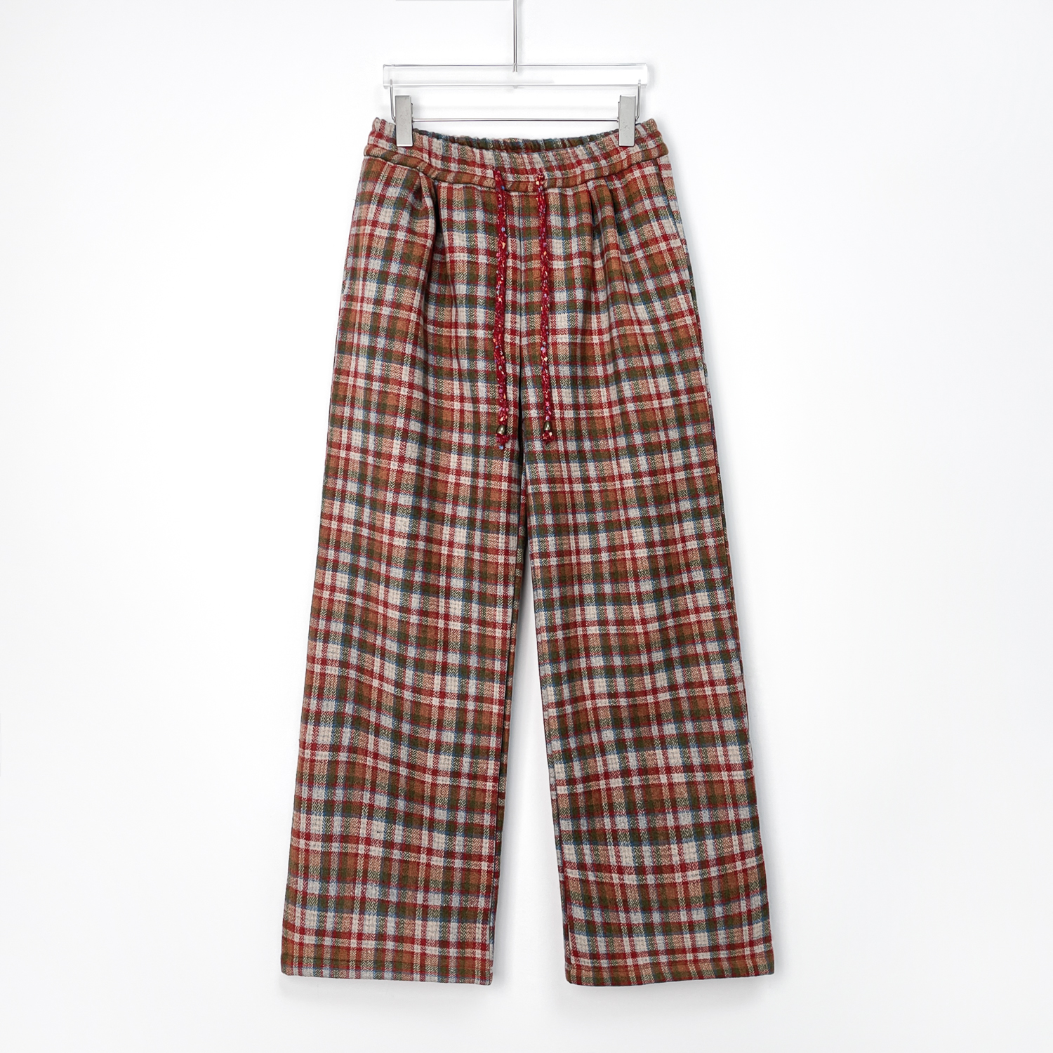 【P】“复古磨毛加厚格子裤” 慵懒显瘦直筒长裤 XP1023155