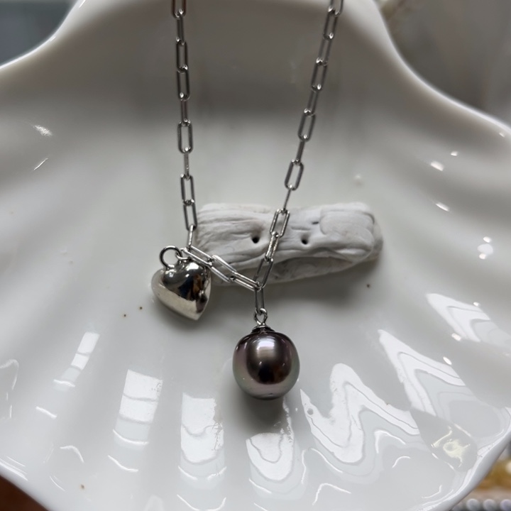 海水珍珠套链银S925镶嵌10-11mm