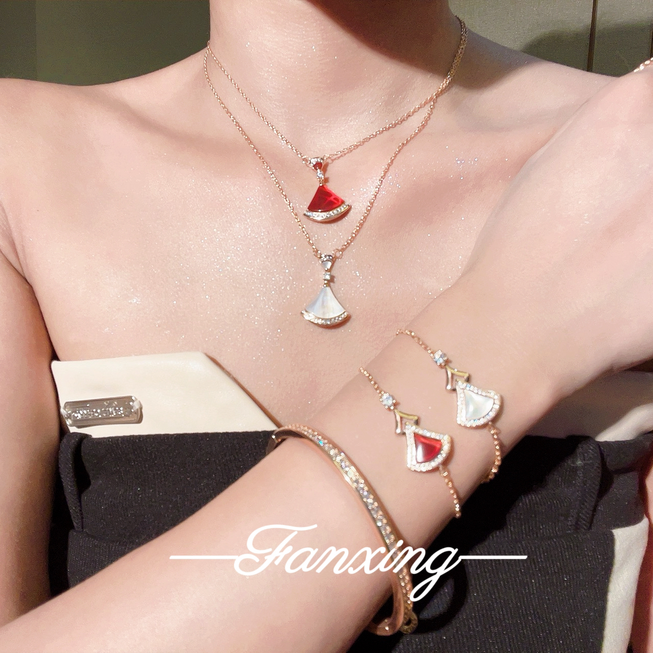 合金合成锆石项链 【许妍同款】裙子手链裙子项链LS0014