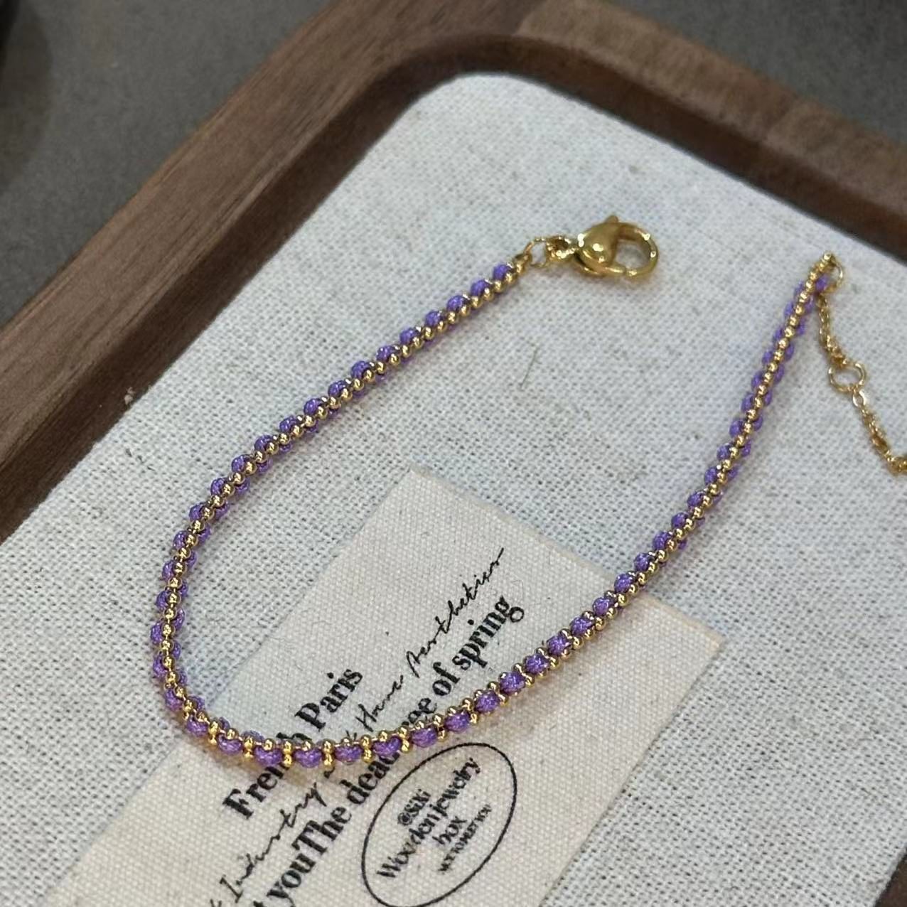 钛钢手链 紫色编织时尚手链-4510