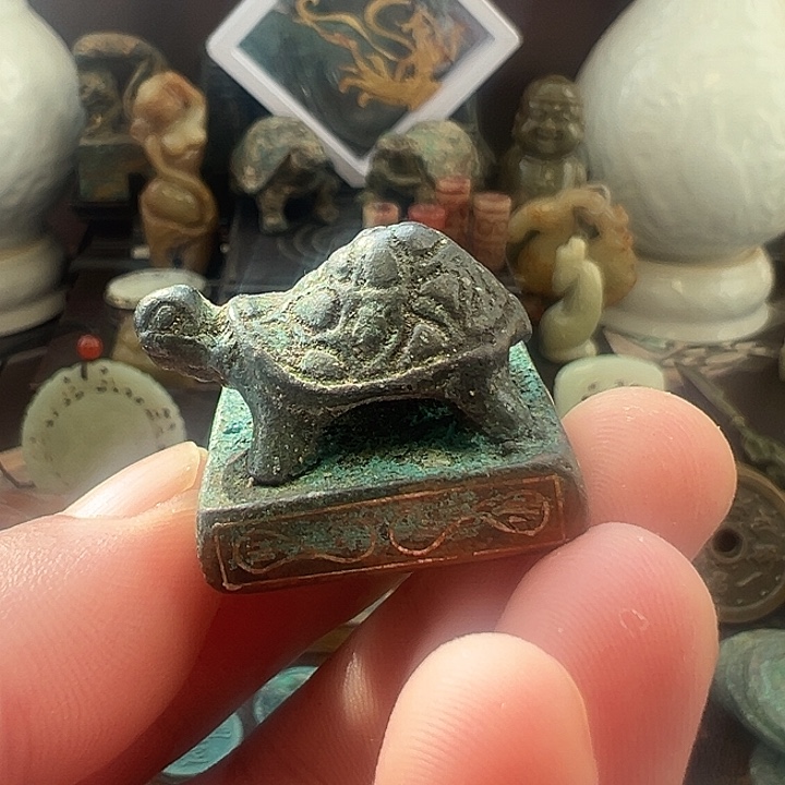 含***调铜古玩杂项现代花钱小龟