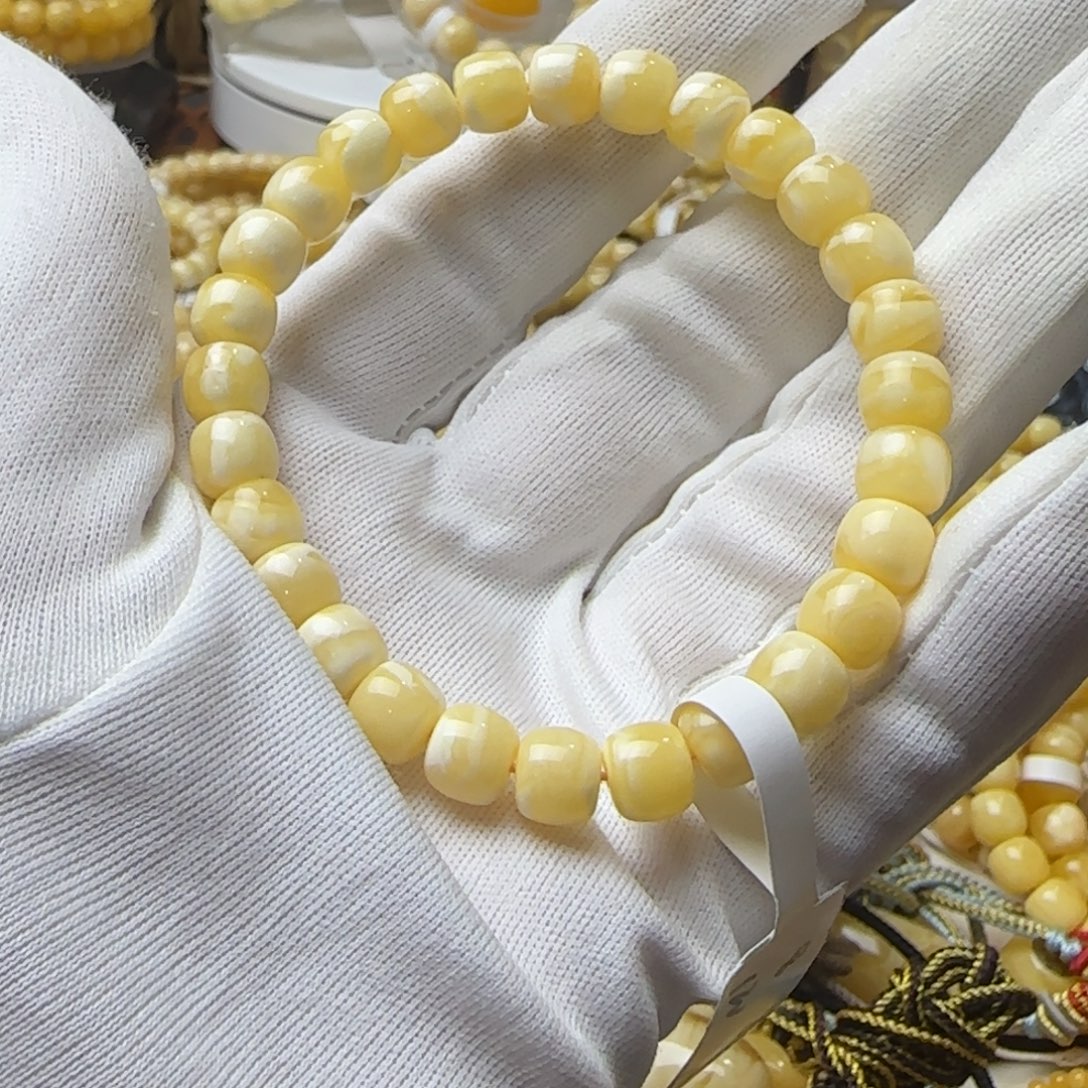 手链蜜蜡未镶嵌俄白虎皮纹精工老型手串