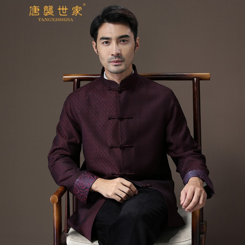 唐装男中老年外套春秋季休闲中式长袖外套盘扣高档复古宴会中山装