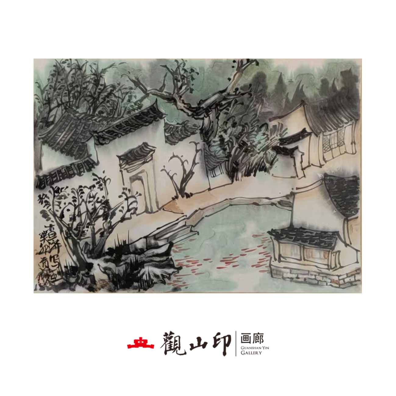 方永平-原创手绘国画45×43cm中式古风玄关走廊办公室茶室2311