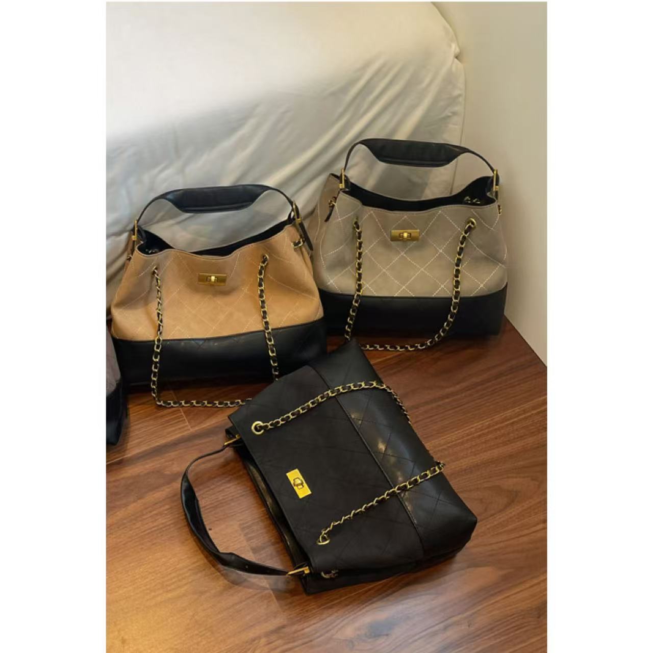 通勤复古麂皮绒包包女式2025新款大容量单肩包外出上班手提托特包