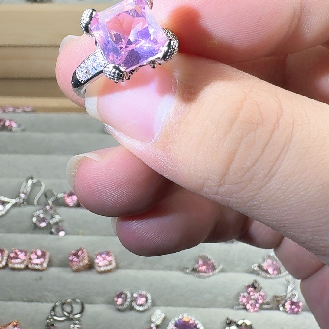 芙蓉石戒指银S925镶嵌